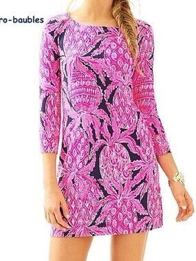 Lilly Pulitzer Ophelia Dress in Pineapple Coco Safari Print Sz Medium -  MINT